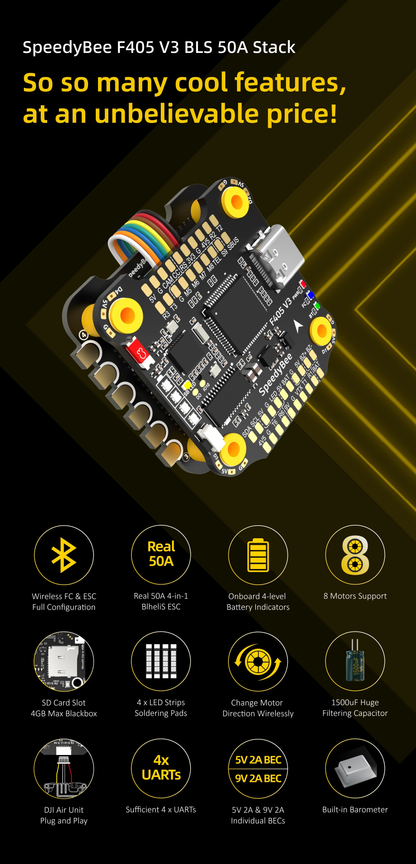 Controlador de vuelo Speedybee F405 V3 50A Stack U-Angel-1988