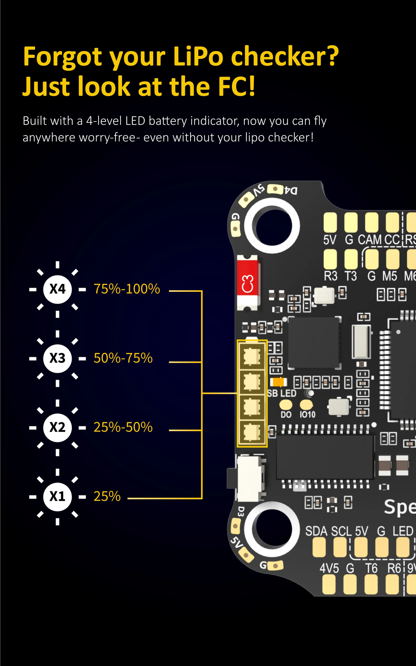 Controlador de vuelo Speedybee F405 V3 50A Stack U-Angel-1988