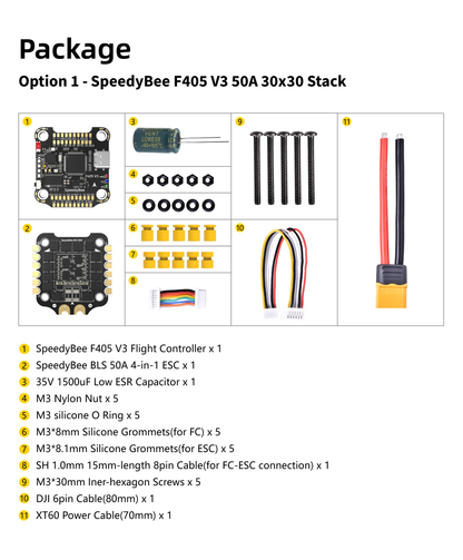 Controlador de vuelo Speedybee F405 V3 50A Stack U-Angel-1988